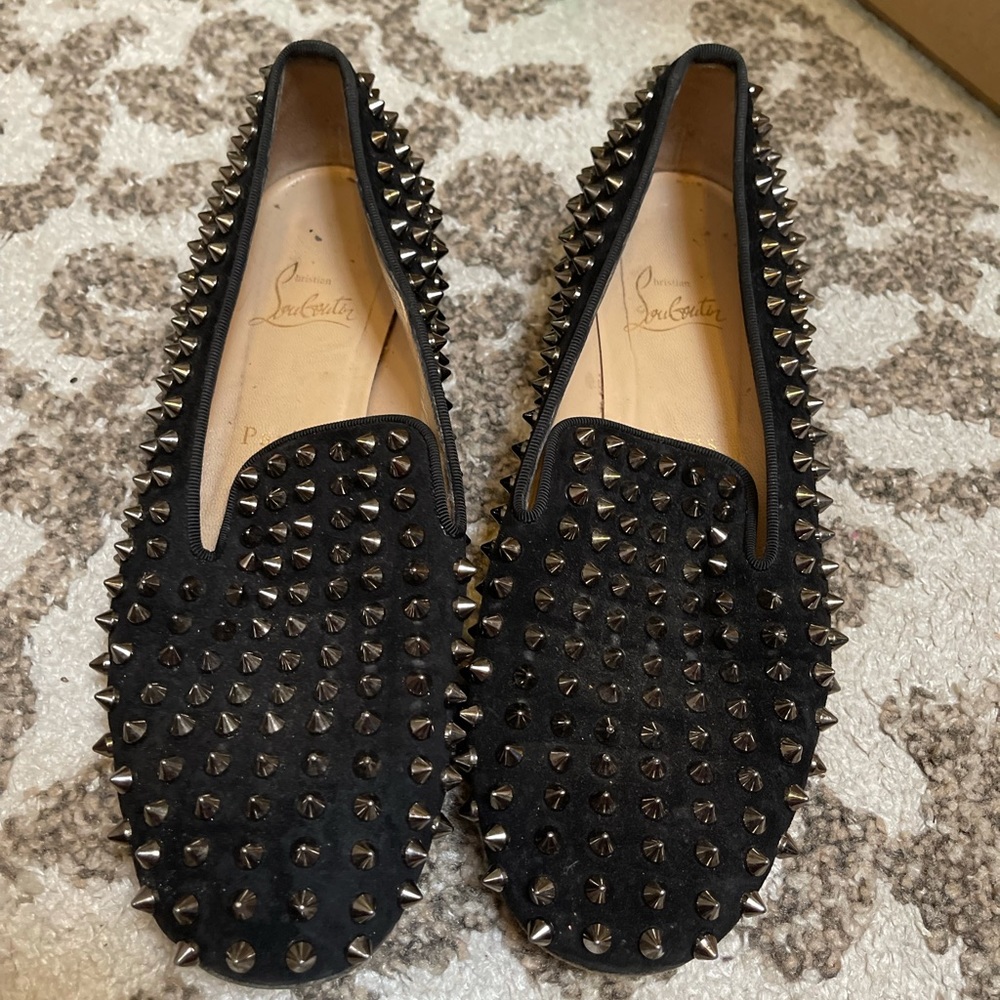 Christian louboutin rolling spikes slip ons